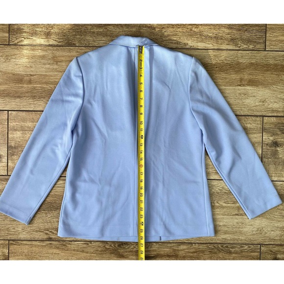 Vintage Blue Polyester Blazer Shoulder Pads Sz 14 USA Union Made - Picture 5 of 7